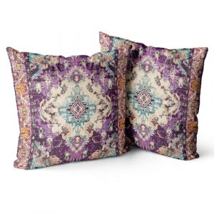Snylcce Housse de Coussin 60x60cm Boho Ethnique Taie d'oreiller Lot de 2 Moderne Housses Coussins Mandala Motif Floral Taie Oreiller Boheme Décoratif pour Chambre Violet (Sunycler, neuf)