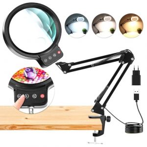 NZQXJXZ 10X 30X Loupe avec Lumière et Serrer, Lampe Loupe Éclairée à 36 LED, 3 Modes de Couleur, Lampe de Bureau Loupe Mains Libres pour la Lecture, l'Artisanat, Les Loisirs, Le Travail de Près (lucki store, neuf)