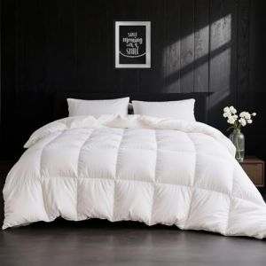 APSMILE Couette 200x200 Ete L&eacute;g&egrave;re Duvet Plume et d'oie, 100% Coton &Eacute;gyptien, Couettes Gonflante 2 Personne, Edredon Naturelles Certifi&eacute;e RDS, Blanc 200x200 cm (COZY-LINE, neuf)