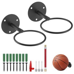 Fentar 2Pcs Support de Balle Mural, Robuste Support Ballon Basket, Pr&eacute;sentoir de Support Mural pour Ballon, Porte Ballon Mural Sport Rugby Basket Foot, Support Ballon avec Vis et Kit de Gonflage (FtrsTrade, neuf)