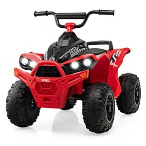 DREAMADE Quad Buggy Électrique Enfants 12V,Voiture Electrique Enfants 3-8Ans avec 2 Vitesses 2,2-4,3 km/h&Pédale&Phares LED&Klaxon&Musique,Véhicule Jouet Garçons Filles (Rouge) (DREAMADE, neuf)