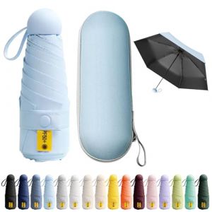 BEKKLPOU Mini Parapluie De Poche, Anti-UV, Léger, Compact, Facile à Transporter, Adapté à Diverses Occasions (Bleu ciel) (BoLouFandianpu, neuf)
