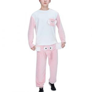 Pyjama &eacute;l&eacute;phant amusant pour homme - V&ecirc;tements de d&eacute;tente - Combinaison c&acirc;line longue - V&ecirc;tements de nuit avec trompe - Pantalon de pyjama ample - Motifs animaux - 2 pi&egrave;ces - Pantalon de maison (Fine decoration, neuf)
