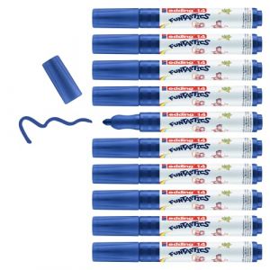 edding 14 FUNTASTICS - 10 crayons de couleur pour enfants - bleu - plume ronde 3 mm - pour colorier sur papier et carton de couleur claire - lavable sur la peau et les textiles (Stock Bureau Maison Bien-&ecirc;tre, neuf)