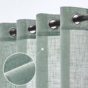 Woaboy Lot de 2 Rideaux en Lin Translucides Voilage &agrave; Oeillets Rideaux et Draperies Int&eacute;rieurs Modernes pour Chambre Fen&ecirc;tre Salon Coucher 140x225 cm Bleu (fengjin home, neuf)