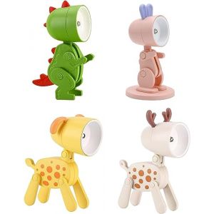 HENGBIRD Lot de 4 mini veilleuses LED mignonnes en forme de chien, cerf, dinosaure, lapin, lampe de chevet pour enfants, idéale pour la décoration de la chambre d'enfant (A) (yinghonghuwaiyongpin, neuf)