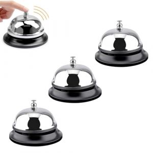 Sonnettes de Table,3Pcs Sonnette de Table Brillante en m&eacute;tal pour R&eacute;ception H&ocirc;tel Restaurant Sonnette de Comptoir Chrom&eacute;e en M&eacute;tal avec Sonnerie Croustillante pour Restaurant, Hh&ocirc;tel, Bar, Cuisine (ZJUJU, neuf)