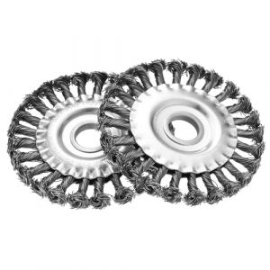 Set di 2 Brosses Rondes, Brosse Metallique pour Perceuse, Brosses M&eacute;talliques Meuleuse 125mm x 22mm, Disque Brosse M&eacute;tallique Ronde, Brosse Ronde Tress&eacute;e Acier pour Perceuse Meuleuse d'Angle (ShanZhuMaoYi, neuf)