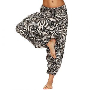 Nuofengkudu Femme Yoga Pantalon Sarouel Thailande Motif Ethnique Haute Taille Elastique Larges Sport Baggy Pants Plage(W-Marron,Taille Unique) (better Life, neuf)