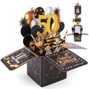 OFFCUP 50 Ans Carte d'anniversaire, Pop-up 3D 50e Carte Anniversaire, Carte de Voeux Joyeux Anniversaire avec Enveloppe Cadeau de Anniversaire Créatif pour Homme Femme Famille Amis (Extractible) (HOOCHE, neuf)