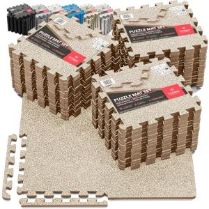 Tapis de Fitness Protection de Sol Salle de Sport - Dalles en Mousse sans BPA + Bordures | Matelas Puzzle Tatami EVA Caoutchouc pour Matériel Gym Banc de Musculation Course Garage Piscine - Lot de 3 (PL|Concepts, neuf)