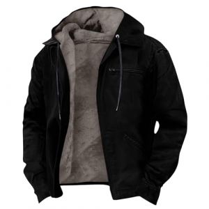 Veste Moumoute Homme Zipp&eacute;e Ski Sweat a Capuche Grande Militaire Manteaux d'hiver Jogging Blouson De Travail Hiver Classe Polaire Travail Homme D'int&eacute;rieur Blouson L (YUOCHE, neuf)