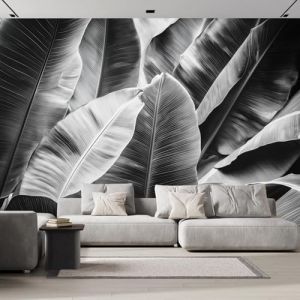 Wallpaper Papier Peint Panoramique Feuilles Palmier Noires 450&times;315cm Poster Geant Mural，3D Grandes Feuilles Peinture Murale Papier Peint Salon Chambre (xiangchengshikailuoshangmaoyouxiangongsi, neuf)