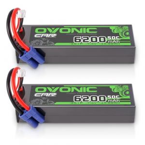 OVONIC 2SLipo Lot de 2 batteries 6200 mAh 7,4 V 50 C avec fiche EC5 pour voiture RC Evader Truck Truggy BX Quadcopter hélicoptère camion bateau avion (OVONIC Direct, neuf)