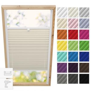 Estika Store plissé pour fenêtre de Toit avec perçage pour fenêtres Velux - Modèle: CK04 - Couleur du Tissu: Beige - Store intérieur plissé pour Les fenêtres de Toit (Estika, neuf)