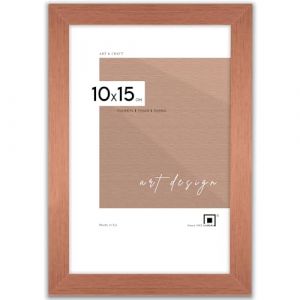 LUCA&reg; Cadre photo 10x15 Copper Cadre pour photos MDF Cadre respectueux de l'environnement avec verre plexi r&eacute;sistant aux chocs, crochet de suspension et support (Decorantes, neuf)