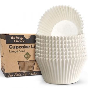 Bake Choice 100 Pi&egrave;ces Grand Caissette Muffins Papier, Diam&egrave;tre du Fond 6,5 cm,Non Blanchi & Anti-Adh&eacute;sif Caissette Muffins,pour F&ecirc;tes/No&euml;l/Mariage/Anniversaire,Blanc (BakeChoice, neuf)