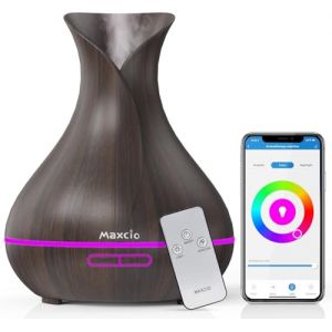 Maxcio Diffuseur d'Huiles Essentielles WiFi, Humidificateur d'Air Compatible avec Alexa et Google Home, Diffuseur Électrique Connecté avec Lumières Colorées, Minuterie et Contrôle à Distance sur l’APP (MaxBlueMax, neuf)