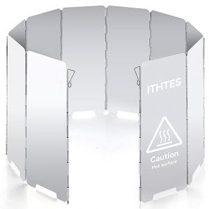 Ithyes Réchaud à gaz de camping - Protection contre le vent - 10 plaques - Coupe-vent - Pliable - Protection contre le vent - Équipement de camping (Ithyes FR, neuf)