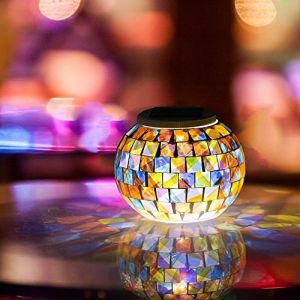 SUAVER Solaire Lumiere Mosaique Magique Table Lampe, Imperm&eacute;able Changement de couleur Globe Mosaique Lanterne en Carre de Verre Mosaique Lampe pour le jardin Pelouse Cour Patio (Balle) (SUAVER Direct, neuf)