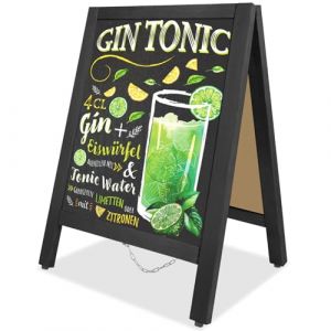 VAIIGO Chevalet Ardoise en Forme de A avec Tableau Noir à Craie 43x65 cm - Tableau Magnétique Double Face Autonome, Stop Trottoir Extérieur Menu Sandwich pour Restaurant,Fête - Noir (WIIGO, neuf)