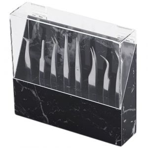 Porte-pinceau à cosse, support de pinceau en acrylique imprégné de poussière avec 8 trous, support de pinceau portable robuste pour la boîte de rangement des cils (EnShiShihuayongshangmaoyouxiangongsi, neuf)