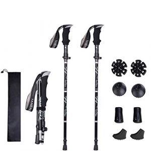 XDSP B&acirc;ton de Marche Pliable, B&acirc;ton de randonn&eacute;e, Li&egrave;ge Respirant Poles Trekking Antichoc Antid&eacute;rapant B&acirc;ton, Antichoc,Antiderapant pour Marche Nordique, Alpinisme, Ski, Trekking (QianLinStr, neuf)