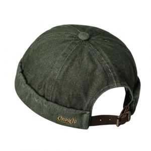 CLAPE Casquette sans Visi&egrave;re Coton Casquette Docker Homme Femme Bonnet Denim Chapeau Marin R&eacute;glable Beanie Vert Green FMA2503 (CLape, neuf)