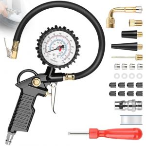 220 PSI Manom&egrave;tre Num&eacute;rique, Jauge Pression Pneu Haute Pr&eacute;cis, Pistolet Gonflage Portable, Gonfleur Pneus, Accessoires Compresseur Multifonctionnel pour Voiture, Moto, V&eacute;lo, Camion (Aurobest, neuf)