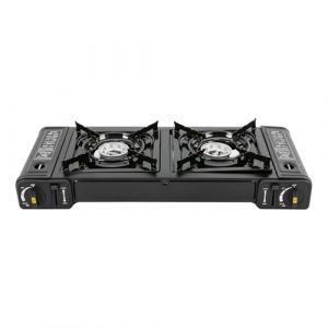 Levkitch R&eacute;chaud de camping avec mallette de transport R&eacute;chaud &agrave; gaz &agrave; 2 feux Plaque de Cuisson Gaz En aluminium Pour pique-nique Avec allumage pi&eacute;zo&eacute;lectrique (sans plaque de grill) (Levkitch, neuf)