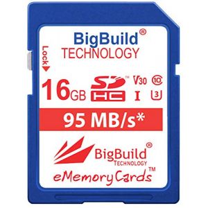 BigBuild Technology 16 Go U3 95Mo/s Carte m&eacute;moire pour Olympus Om D E M1 Mark II, Om D E M10 Mark II, Om D E M10 Mark III, Om D E M5 Mark II, Olympus Pen E PL8, Pen E PL9, Pen F, Stylus Tough TG 5 (BigBuild Technology FR, neuf)