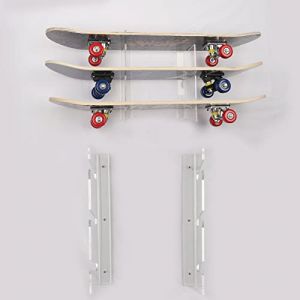 HHUXIUE &Eacute;tag&egrave;re murale pour skateboard - Support de rangement pour skateboard - Cadre &agrave; roulement - Design horizontal - &Eacute;conomie d'espace (3 couches transparentes) (ZhiDing-, neuf)