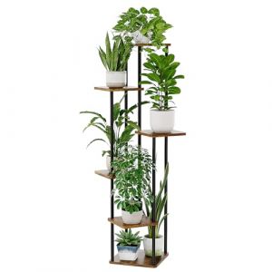 Bamworld Grand Support pour Plantes à 6 Niveaux, support plantes interieur en Métal pour plusieurs Plantes, porte plante interieur et étagère plante (Marron) (Bamworld, neuf)