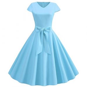 Robe Ann&eacute;es 50 Vintage Femme Retro Rockabilly Pin-Up Chic Et Elegante Robes sans Manche Dos Nu Ann&eacute;es 1950 50 60 Swing Casual Dress De Mariage Audrey Hepburn Retour Soir&eacute;e F&ecirc;te (qiaoxiahe, neuf)