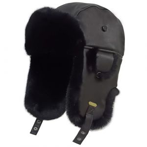 HEYANN Chapeau de trappeur d'hiver unisexe en fausse fourrure, cuir de peau de mouton coupe-vent casquette de pilote Ushanka chapeau russe pour hommes femmes, chapeaux d'aviateur avec cache-oreilles (Heyann Direct, neuf)