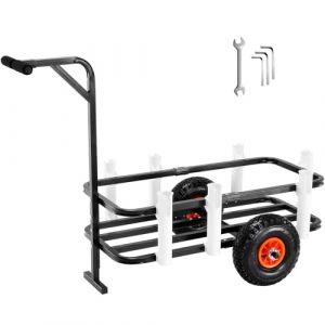 VEVOR Chariot de Pêche de Plage Capacité de Charge 90,71 kg Chariot avec 7 Supports de Canne à Pêche Roues Gonflables en Caoutchouc 275 mm Chariot de Sable en Acier Robuste pour Pique-nique Plein Air (New Clear FR, neuf)