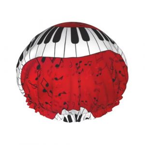Bonnet de douche léger imprimé notes de musique piano pour femmes et hommes chapeau réutilisable chapeau souple et bonnet de bain pour cheveux (youlongjianshe, neuf)