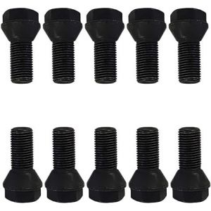 TRACER Lot de 10 boulons de roue coniques noirs M14 x 1,5 25 mm (t&ecirc;te courte) (TUNERSHOP, neuf)