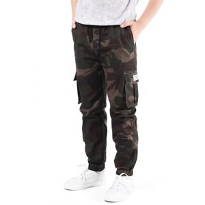 NATUST Pantalon Cargo Gar&ccedil;on Jogging Taille &Eacute;lastiqu&eacute;e Pantalons Ado Camouflage Vert 5-6 Ans (Taille du Fabricant : 130) (Union Ever LIMITED, neuf)
