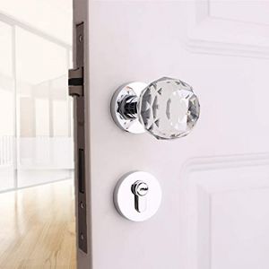 Serrure &agrave; Boule de Cristal/Boutons de Porte en Laiton en Forme de Diamant Serrure Poign&eacute;e de Serrure &agrave; Rotation avec cl&eacute; pour Chambres, Salons, salles de Bains (Couleur : C), Serrure de Porte (VelvetVendors, neuf)