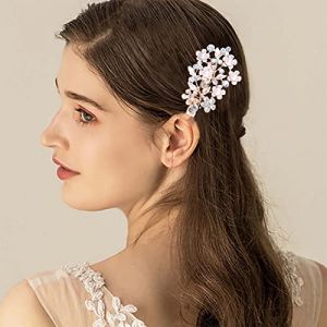 TseenYi Barrette &Agrave; Cheveux Perle Strass Or Fleur Barrette &Agrave; Cheveux Strass Cristal Barrette &Agrave; Cheveux Mariage Barrette &Agrave; Cheveux Perle Or Brillant Coiffure D&eacute;corative De Mariage Pour Femmes Et Filles (TseenYi, neuf)