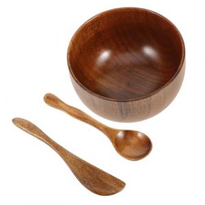 VICASKY Bol &agrave; Masque En Bois Kit Spatule M&eacute;lange Visage Solide Accessoires Beaut&eacute; Maison Salon (Micanties, neuf)