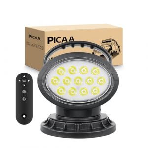 PICAA Phare de Travail LED,5D Projecteur d'urgence LED Lampe de travail, Base magnétique portable Spot 38W 12V 24V, Rotation à 360° Lampe de travail LED avec télécommande, pour voiture 4x4 SUV (BEISHUO-UK, neuf)