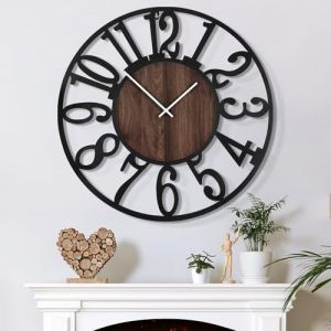 Mee 2ou Horloge Murale Design Moderne et Vintage, 80cm/ 32 Pouces Silencieuse sans Tic-Tac, Grande Horloge Murale Géante XXL, Disponible en 34cm, 40cm, 50 cm, 60 cm, 80 cm pour le Salon Cuisine Bureau (WEI JIE UK Store, neuf)