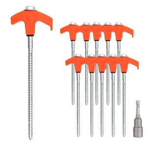 BOOSHMall 10 Pièces Piquets de Tente à Visser, Sardine Camping, Sardines de Fixation 20 cm, pour Camping Extérieur Pique-Nique Randonnée Pêche (Kanon-EU, neuf)