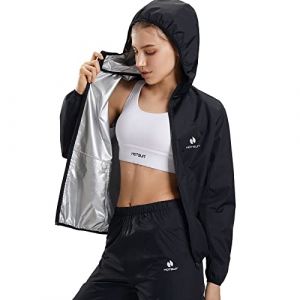 HOTSUIT Combinaison de sudation pour femme avec veste de survêtement et pantalon de sauna pour sport, vêtement de sudation pour boxe à la salle de gymt, Noir,L (HOTSUIT, neuf)