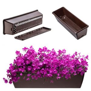 KADAX Jardinière 60 cm marron - Jardinière en plastique avec soucoupe - Résistante et facile d'entretien - Pour fleurs et herbes d'extérieur (KADAX, neuf)