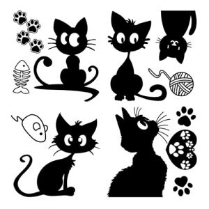 GORGECRAFT 4 Styles Chats Pare Chocs Autocollants Noir C&oelig;ur Patte Empreinte Poisson Os Souris Boule de Laine Autocollant de Voiture &Eacute;tanche R&eacute;fl&eacute;chissant Automobile Ext&eacute;rieur D&eacute;cor Autocollants (GORGECRAFT FR, neuf)