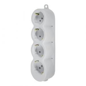 Multiprise pour montage en saillie - Multiprise - Multiprise - Sans fil - Jusqu'&agrave; 3680 W - 16 A/250 V - 4 prises blanches - R&eacute;sistant aux chocs (BORN 1, neuf)