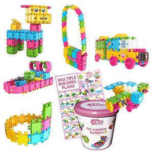 Clics Jouets de Construction pour Enfants à partir de 3 Ans Jouets éducatifs créatifs Ensemble de 175 pièces Blocs de Construction à Paillettes pour Filles Jouets Montessori STEM (ClicsToys, neuf)